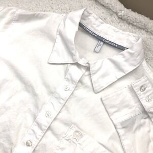 Cinch Western Womens XXL White Long‎ Sleeve Embroider Logo Pocket Rodeo Cowgirl